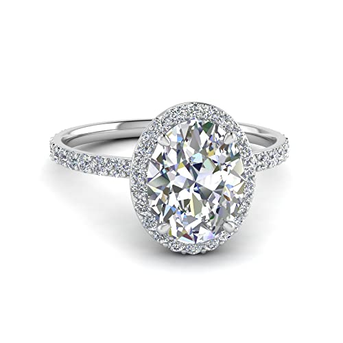 Image of Choose Your Gemstone Oval Halo Ring 925 Sterling Silver Oval Shape Halo Engagement Rings Gemstone Wedding Promise Gift Casual Wear Party Wear Daily Wear Office Wear US Size 4 to 12