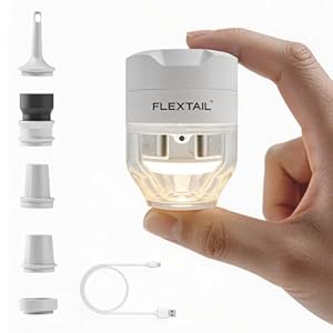 FLEXTAILGEAR Tragbare Elektrische Luftpumpe für Aufbläsartikel, Luftmatratzenpumpe mit 5 Lichtmodi, Geräuscharmer Design, Mini Pumpe für Schlafmatten, Vakuumbeutel, Luftbetten und Poolspielzeug