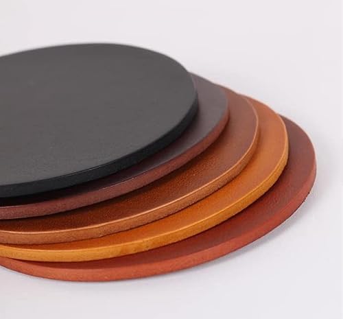 100% Genuine Leather Coasters 4 - Pack | Premium Leather Leather Drinking Coasters | Perfect For Home/Office/Kitchen/Bar | Stylish, Rustic, Decorative | Furniture Protection (Black) #TOP2