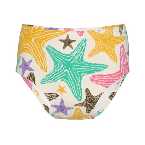 Retro Colorful Starfish Girls' Underwear Soft Cotton Little Girls Panties Comfort Briefs