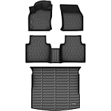 AUTOBULL Floor Mats & Cargo Liner Compatible with 2018-2024 Volkswagen Tiguan 5 Seats ONLY VW Cargo Mat, Full Set All Weather Protection, 1st, 2nd Row Car Liners & Trunk Mat, Black