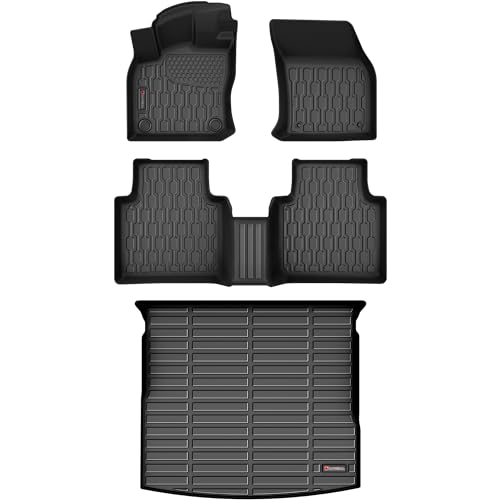 AUTOBULL Floor Mats & Cargo Liner Compatible with 2018-2024 Volkswagen Tiguan 5 Seats ONLY VW Cargo Mat, Full Set All Weather Protection, 1st, 2nd Row Car Liners & Trunk Mat, Black