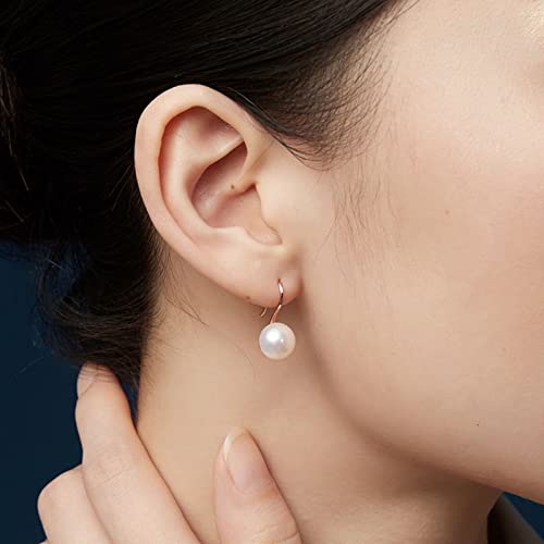 Pendientes Colgantes Damas Pendientes Elegantes Naturales Pendientes de círculo de Perlas de Agua Dulce Damas Elegante Retro Joyería de Fiesta Pendientes Mujeres