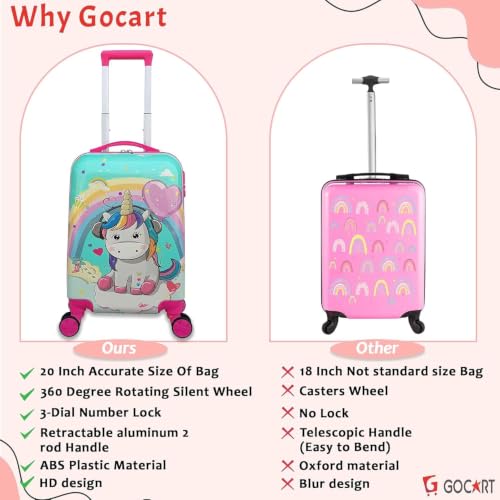Image of GOCART WITH G LOGO Polycarbonate 360A Rotating Wheels with Carry Handle Kids Trolley Luggage Bag (Blue) (Medium)