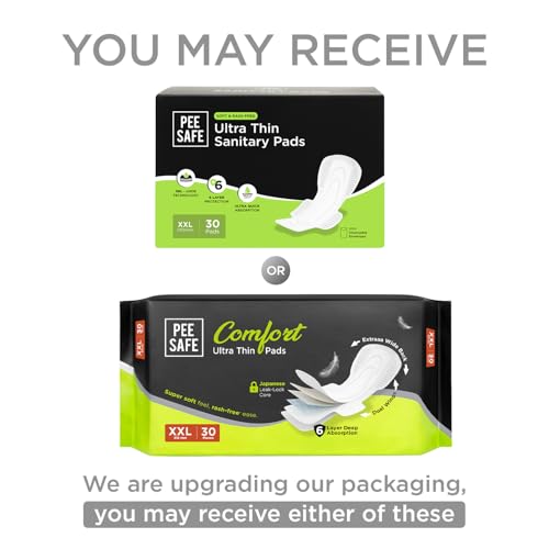 Image of Pee Safe Comfort Ultra Thin Sanitary Pads For Women | XXL | 30 Pads For Rash Free Periods | Cottony Soft Sanitary Napkins For Ultra Comfort | Dual Wings | Toxin Free | Extra Long | Unscented
