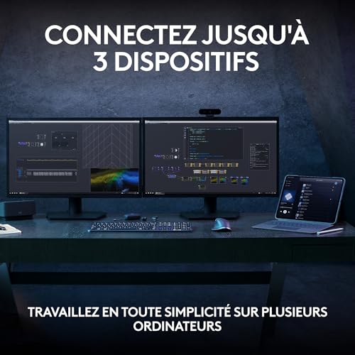 Logitech MX Keys S Clavier sans Fil Rechargeable USB C, Silencieux, Rétroéclairé, Touches Ergonomiques et Programmables, Bluetooth, Windows PC, Linux, Chrome, Mac, AZERTY Français - Pale Grey