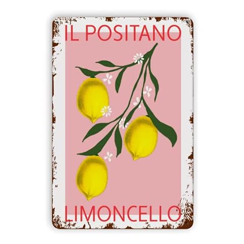 Eeypy Lemon Wall Art Positano Poster Italian Lemons Art Bar Wall Decor Metal Signs for Garage Man Cave 8x12 Inch Cover