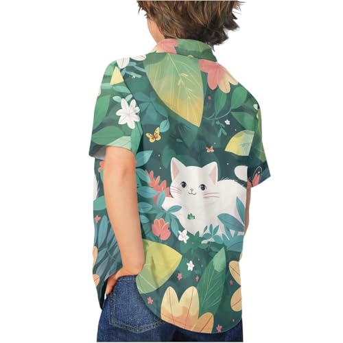 Kids Boys Summer Button Down Shirts Animals Graphic Hawaiian Short Sleeve Dress Shirts4