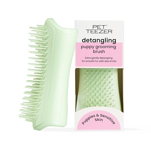 Tangle Teezer Pet Teezer Puppy Grooming Brush - Spazzola per Animali Domestici Puppy per Cucciolo - Spazzola delicata per cani cuccioli e peli sensibil - Menta Verde