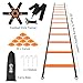 GHB Pro Agility Ladder Soccer Kick Trainer Set 20ft 12 Rung 10 Cones and 4 Stakes Speed Agility Football Training Equipment with Carrying Bag (Orange)