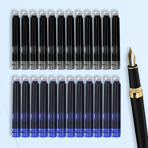 Dryden Designs Ink Cartridges for Fountain Pen Set of 24 (12 Black