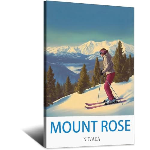 Poster de voyage Mount Rose Nevada pour la décoration vintage du salon 30x45cm