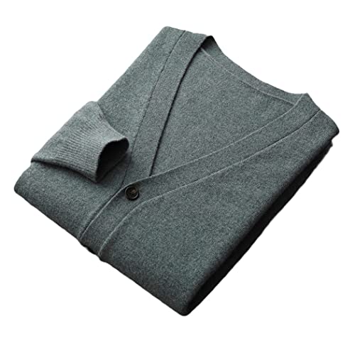Cardigan en cachemire pour homme veste laine solide manches longues vert unie