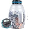 X-Large Piggy Bank for Boys Adults, Vcertcpl Digital Coin Counting Bank with LCD Counter, 2.8L Capacity Coin Bank Money Jar for Adults, Designed for All US Coins (Blue, X-Large)