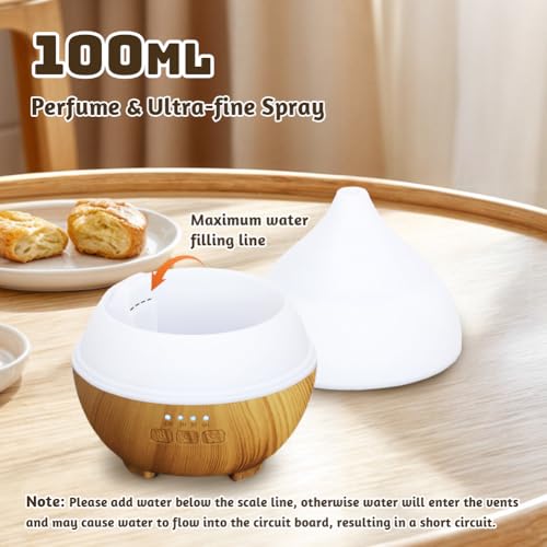 Flintronic Essential Oil Diffuser, 100ml Aromatherapy Ultrasonic Cool Mist Humidifier, Auto Shut-Off Function and Timer, Scented Humidifier with 7 LED Light Colors for Bedroom, SPA, Office, Baby - Image 8