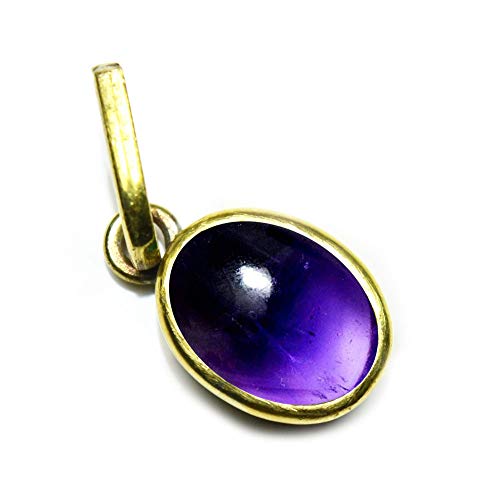 Pendentifs indiens plaqués or 5 carats et améthyste cabochon rare