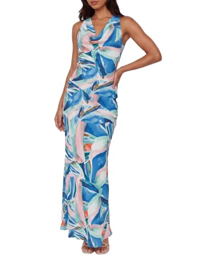 Image of KOUNAI Satin Backless Formal Maxi Dresses for Women Wedding Guest | Silk,Cowl Neck,Drape Neck,Open Back,Sleeveless,Tie Back,Elegant,Cocktail,Bridesmaid,Beach,Vacation,Party,Graduation,Midi