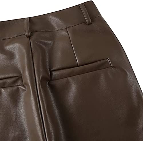 Pantalones rectos de cuero sintético elástico y cómodos para exteriores 4