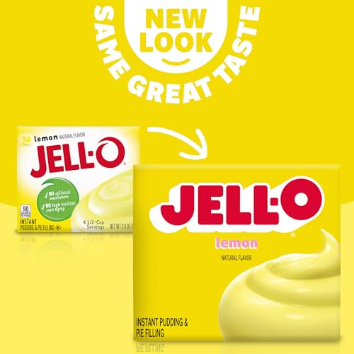 Image of Jell-O Instant Pudding & Pie Filling, Lemon Flavored, Fat Free, Quick & Easy Dessert, 3.4 oz (Pack of 3)