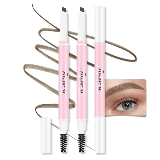 AMY'S DIARY Lápis De Sobrancelha Retrátil, 3 Peças, Marrom Claro, Pincel Dupla Face, Ponta Fina, Modela, Define, Preenche Maquiagem Flapiz Para Cejasills (Marrom Claro)