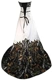 ZVOCY Women's Plus Size Camo Wedding Dresses Long Prom Dresses Embroidery Camouflage Bridal Gown White Black 16