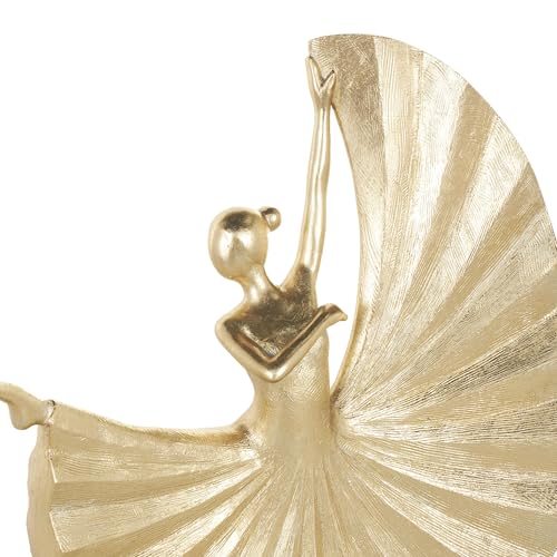Escultura decorativa bailarina de polystone dorada 11x4x17 in miniatura 4