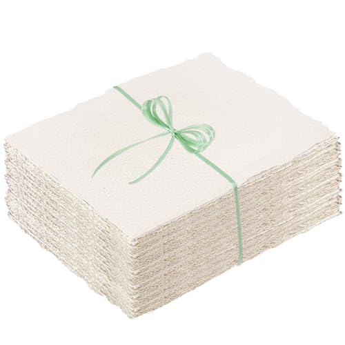 100 Sheets Deckled Edge Paper 4x6 inches 160 GSM Handmade Paper Rough/Textured Watercolor Paper for Wedding Invitations Greeting Cards Handmade Crafts for Beginner Artists