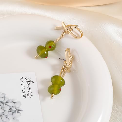 Fruit Earrings for Women|Martini Cocktail Earrings for Women|Green Olive|Strawberry|Earrings|Jewelry Gift for Women2