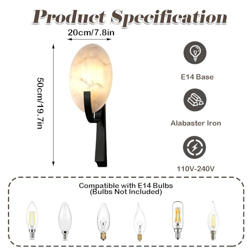 Aplique de pared de alabastro natural con LED para iluminación de dormitorios elegant 7
