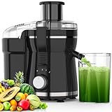 Juicer Machine, 500W Centrifugal Juicer Extractor with 3 Speed & Wide Mouth 3” Feed Chute for Fruit Vegetable, High Yield Juicer Included Cleaning Brush for Easy to Clean