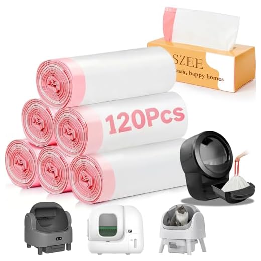 SZEE 120 Stück Selbstreinigend Katzenklo Beutel, Automatisches Katzenklo Müllbeutel mit Zugbändern, Elektrisches Katzentoilette für Litter Box Robot 3/4, Kratzfest für Haustier, 61 x 36cm
