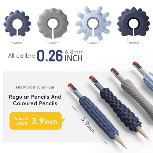 ELETIUO 4-Pack Sensory Fidget Pencil Grips,Textured Silicone Sleeves for Anxiety & Focus. Quiet Classroom & Travel Fidget Tool for Kids and Adults.Aids Fine Motor Skills,ADHD, Autism - Thumbnail 6