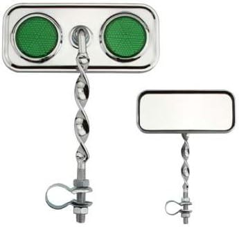 Rectangle Flat Twisted Mirror Green Reflectors. Bike mirror, bicycle mirror for lowrider, beach cruiser, chopper, limo, stretch bike, bmx, track, fixie, mountain bikes