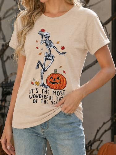 Womens Halloween Print Short Sleeve T-Shirts Crew Neck Summer Tee Tops - image 2