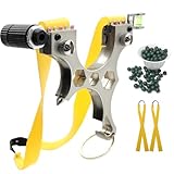 RUOERSI Multifunctional Stainless Steel Slingshot With Sight Bottle Opener Wrench Keychain Slingshots For Aldults With 2 Rubber Bands And 50 Ammo