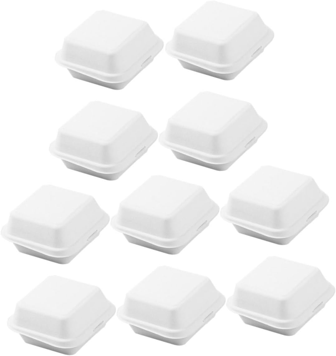 20pcs Pulp Lunch Boxes Take Out Containers Lids Salad Packaging Boxes Food to Go