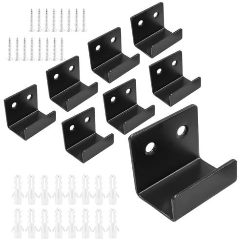 Image of Black Tile Wall Mount Bracket, 8 Pcs, Inner Width 25mm | Stainless Steel, Heavy Duty, For Mirrors & Pictures, Ceramic Tile Display