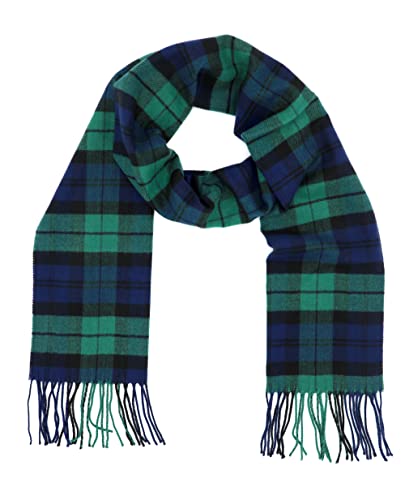 Achillea Scottish Tartan Plaid Cashmere Feel Winter Warm Scarf Unisex (Black Blue Green Tartan) #TOP2
