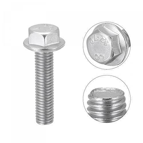 Image of uxcell M8x35mm Hex Serrated Flange Bolts Screws Metric Thread 304 Stainless Steel 10pcs