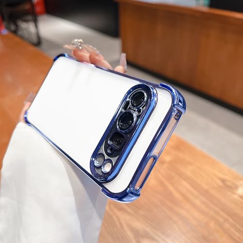 Funda para Google Pixel 9 Pro con trasera transparente y protector de cámara azul claro 2