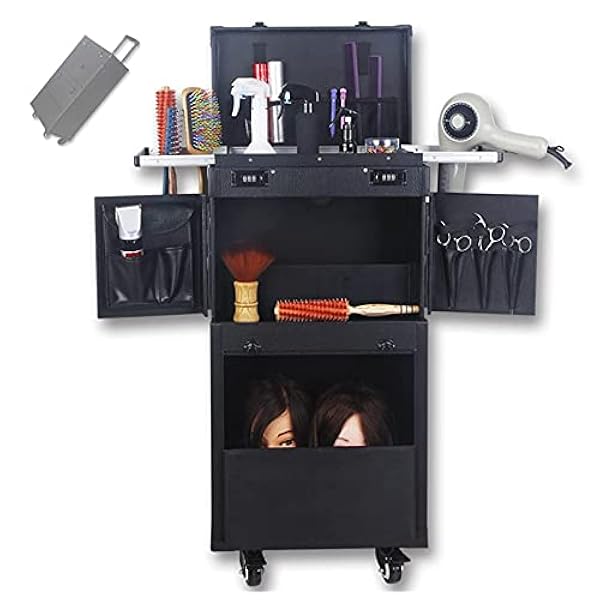 ZYQDRZ Valigia Trolley Professionale in Alluminio, Valigia Trolley per Trucco Cosmetico, Valigia Trolley per Parrucchiere, Cassetta degli Attrezzi per Taglio di Capelli Multistrato,Nero