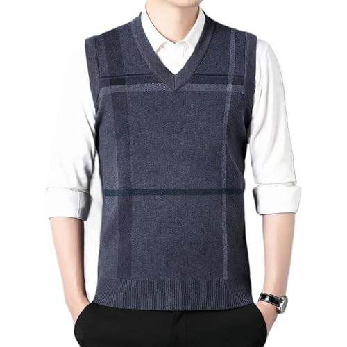 Men'S Pullover Vest,Middle-Age Business Casual Knit Waistcoat,Sleeveless Vest