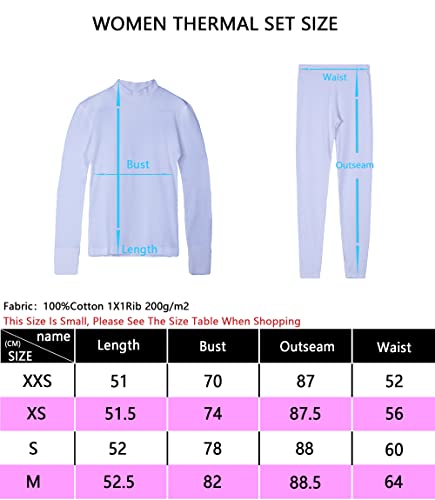Women Cotton Thermal Underwear Set, Base Layer Winter Comfy Soft Knit Thermals Long John Pajamas Thermal Underwear Set(S,White) #TOP3