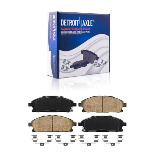 Image of Detroit Axle - Front Brake Kit for 1998-2004 Nissan Pathfinder INFINITI QX4, Disc Brake Rotors Ceramic Brakes Pads with Hardware 1999 2000 2001 2002 2003 Replacement : 11.81 inch inch Rotor