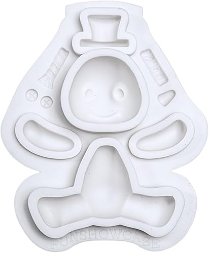 Miniatura 5 de FUNSHOWCASE Molde de silicona para muñeco de nieve, figura de Navidad de 4 pulgadas de alto para decoración de pasteles de fondant, decoración de
