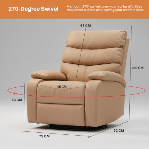 Image of DROGO Velora Electric Motorised Recliner Sofa 1 Seater with Rocking, Revolving & Rapid Recline Technology | Recliner Chairs for Home with Premium PU Fabric & Padded Body, 1 Year Warranty (Brown)