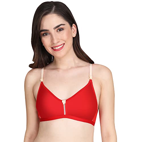 Image of Women Non Padded Bra - Made of Pure Cotton Full Coverage Non Wired Seamless Pushup Soft Cup for T-Shirt Saree Dress Sports Garment for Daily Use Everyday