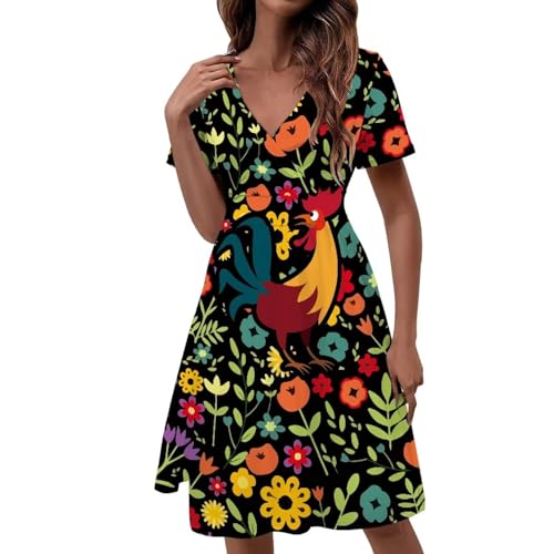 Image of Women's Summer Formal Dresses Short Sleeve Wrap V Neck Dresses Bridesmaid Wedding Guest Dress with Pockets