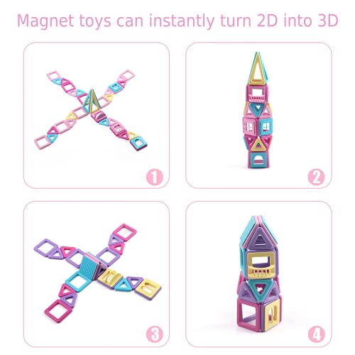 Asok 3D Castle Magnetic Building Tiles 160Pcs Development & Educational Magnetic Blocks Toys For Boys And Girls Ages 3 4 5 6 7 8 Years Old Macaron Color Learning Toys Gifts For Children Kids #TOP4