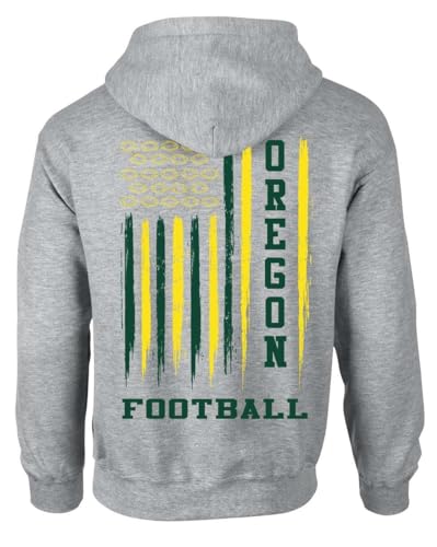 Trenz Shirt Company Oregon Football Flag Team Color Green and Yellow American Flag Hoodie-Sports Grey-xl